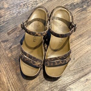 Pedro Garcia Brown Leopard Print Sandals